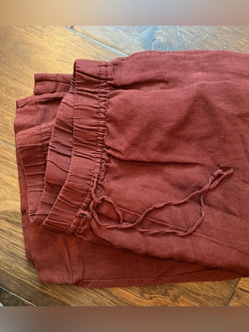 H&M Casual Drawstring Linen Pants - Burgundy